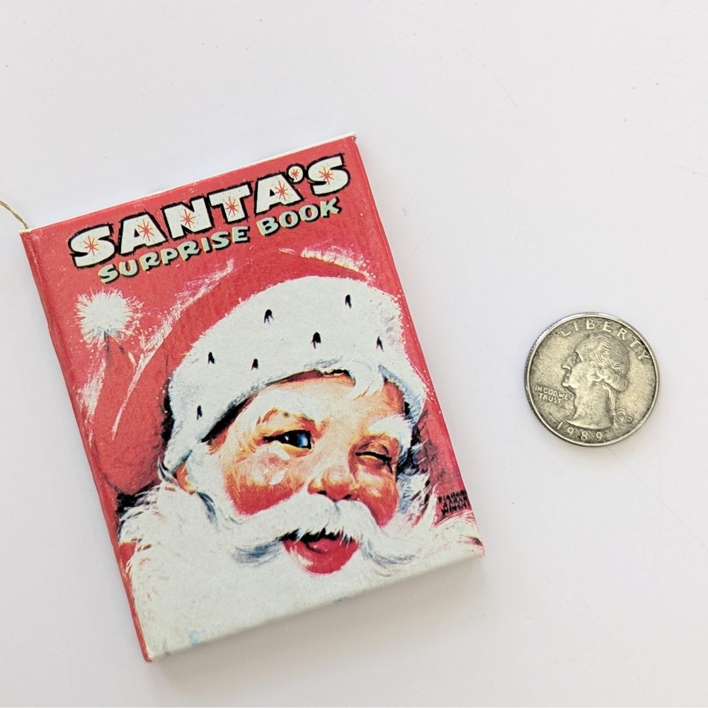 Vintage 3" Mini Golden Book Santa's Surprise Christmas Ornament Taiwan